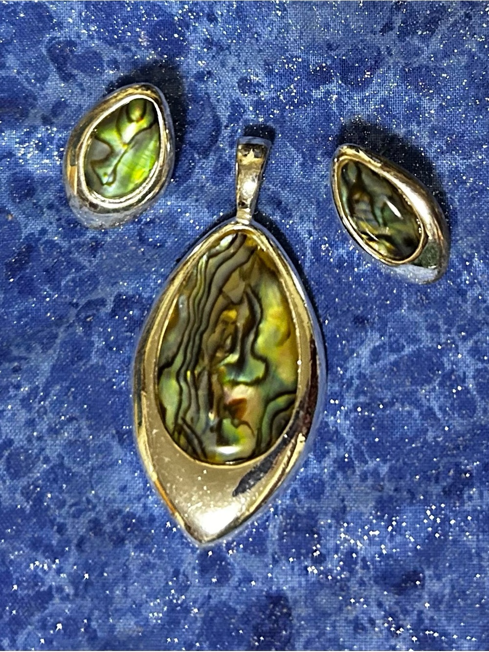 Abalone Shell Teardrop Pendant and Earring Set